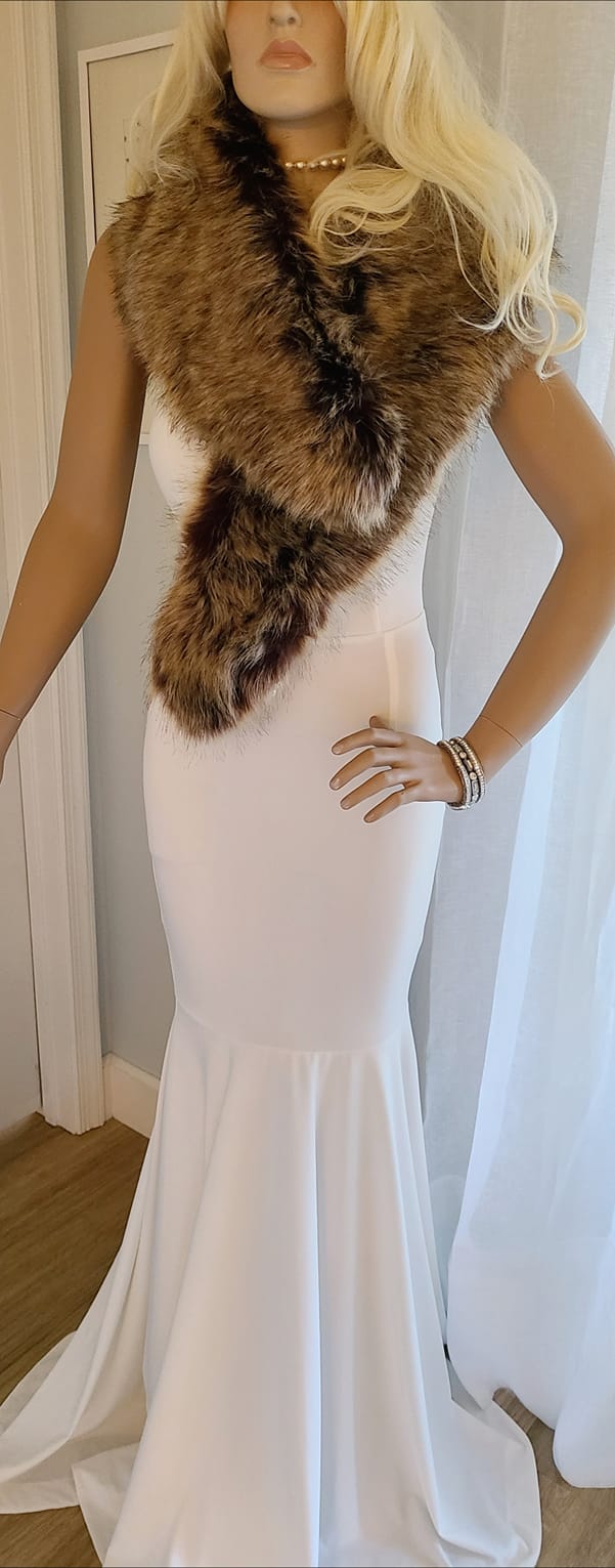 Stylish Silver Fox Fur Scarf  Winter Wedding Real Fur Accessories