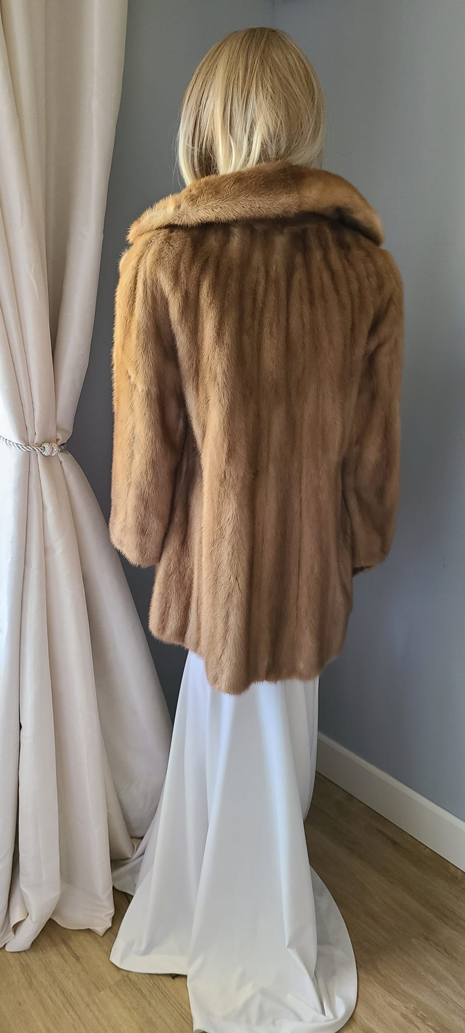 Brown Mink Fur Coat with Floral Design for Women