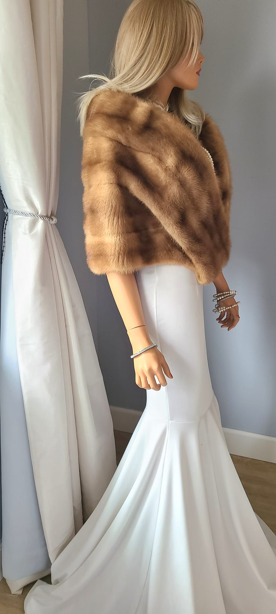 Luxury Vintage Mink Fur Stole, Tourmaline Mink Fur Shawl, Bridal Bolero,  Wedding Fur Jacket Cape, Real Fur, Old Hollywood Glamour Fur, Great Gatsby